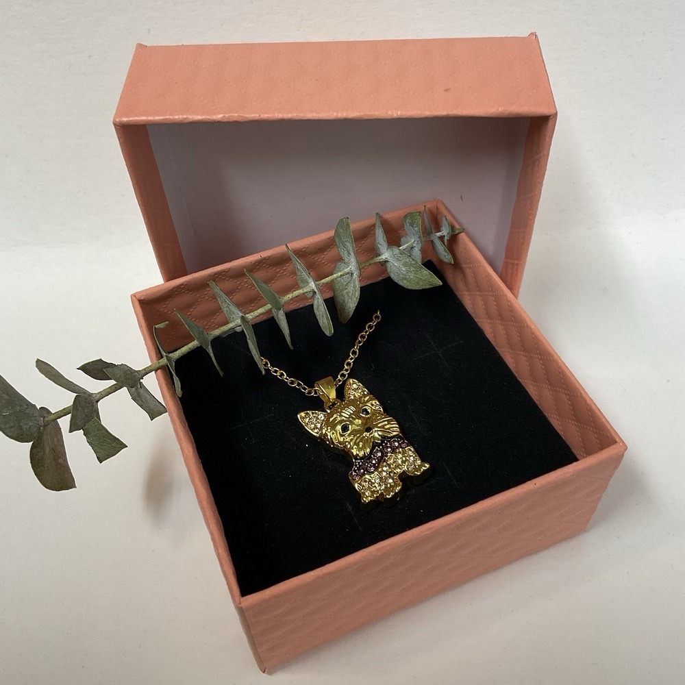 20" Long Gold Tone Necklace With Poodle Charm Pet Puppy Jewelry Accessories Gift